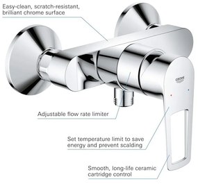 Baterie cabina dus Grohe Bauloop, monocomanda, crom-23633001