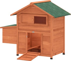 PawHut Cotet pentru găini coteț din lemn cu cuib 2 bârne rampă fereastră acoperiș impermeabil 113,5x67,5x95,5 cm Portocaliu | Aosom Romania