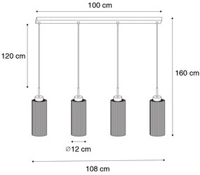 Lampă suspendată Art Deco aurie cu sticlă cu 4 lumini - Laura
