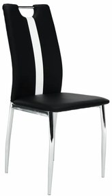 Scaun, negru / alb, piele ecologică / crom, SIGNA