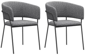 HOMCOM Lot de 2 scaune de dining picioare din oțel, șezut tapitat în material textil aspect lin, gri | Aosom Romania