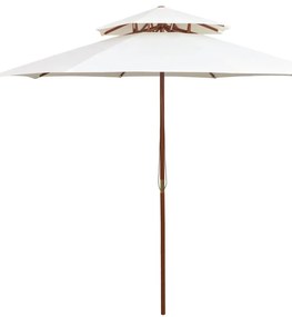 vidaXL Umbrelă de soare dublă, 270x270 cm, stâlp de lemn, alb crem