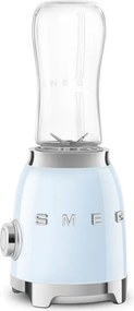 Blender Smeg PBF01PBEU, 300 W, 2 x 600 ml, 20 000–24 000 rpm, Baza antiderapanta, Fara BPA, Otel inoxidabil, Albastru pastel