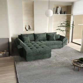 Colțar extensibil dumonde cu ladă de depozitare si sezut confortabil din spuma high-density, Loana Euphoria Green 270x185 cm