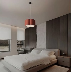 Lustra suspendata cu abajur textil rosu maroniu BLOOSY