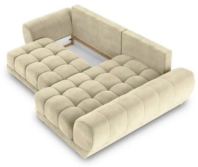 Colțar extensibil cu tapițerie de catifea și șezlong pe partea dreaptă Windsor &amp; Co Sofas Nuage, bej