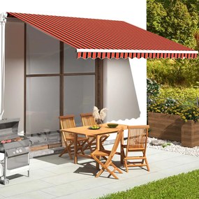 vidaXL Pânză de rezervă copertină, portocaliu și maro, 4,5x3,5 m