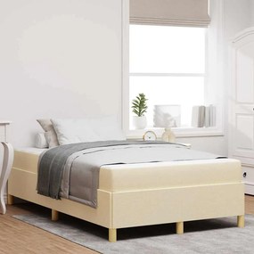 vidaXL Pat cu arcuri cu saltea Crema și Alb 120 x 200 cm țesătură