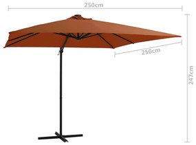 Umbrela suspendata cu LED-uri, caramiziu, 250x250 cm Terracota, 250 x 250 cm
