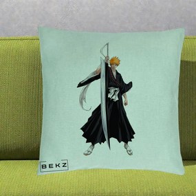 Perna Personalizata Bleach Ichigo Kurosaki Zangetsu, 40x40 cm, Verde Menta, Husa Detasabila, Perna Inclusa, BEKZ®