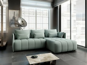 Colțar extensibil dumonde cu ladă de depozitare si sezut confortabil din spuma high-density, Malta Enjoy Mint II 235x185 cm