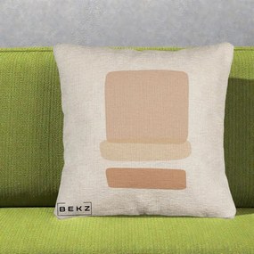 Perna Decorativa Abstract Forme Bej Poudre, 40x40 cm, Bej Canapea, Husa Detasabila, Perna Inclusa, BEKZ®