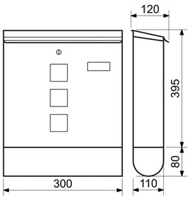 BK203 N cutie poştală oţel inoxidabil