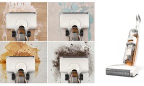 Aspirator vertical Tineco iFloor Y2 Plus, 6500 Pa, Wi-Fi, 0.8 L apa murdara/1 L apa curata, LED, Auto-curatare, 70 m², Indicatori, Alb/Portocaliu