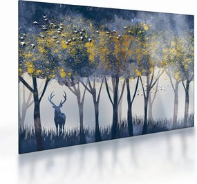 Tablou pe sticlă cerbul în pădure (70x50 cm)