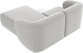 Colțar gri deschis cu tapițerie din catifea (cu colț pe partea dreaptă/cu șezlong) Lani – Makamii