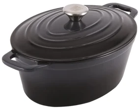 RESIGILAT - Oală din fontă emailată cu capac, 7.7L – Carl Schmidt Sohn 075262, gri, tip roaster, 36x27.8 cm, cuptor + inducție