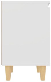 Noptiera cu picioare din lemn masiv, alb, 40x30x50 cm 1, Alb