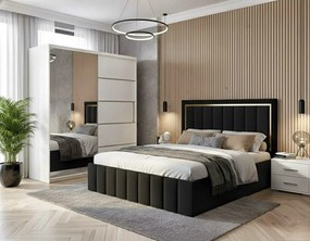Set dormitor Atena Negru cu dulap alb