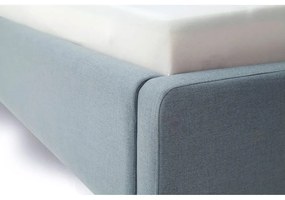 Pat matrimonial albastru prăfuit tapițat cu spațiu de depozitare cu somieră 180x200 cm Mattis – Meise Möbel