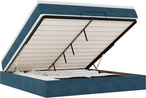vidaXL Cadru de pat otoman cu saltea Albastru închis 160x200cm catifea