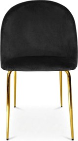 Scaun bucatarie INCA VELVET din catifea cu picioare aurii, neagra