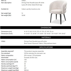 Scaun design elegant LUX Novelle, Lyssa off-white