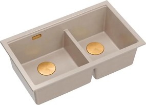 Chiuveta compozit incastrata Quadron Logan 120 bej - cupru 76x45 cm
