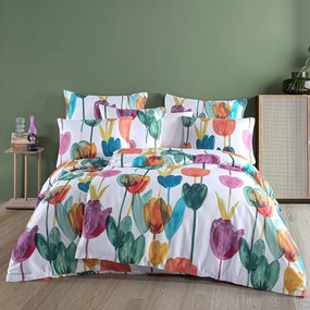 BedTex Lenjerie de pat din satin Tulipi, 135 x 200 cm, 80 x 80 cm, 135 x 200 cm, 80 x 80 cm