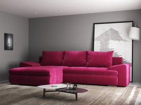 Colțar extensibil dumonde cu ladă de depozitare si sezut confortabil din spuma high-density, Leonardo Zoom Rosu 260x185 cm