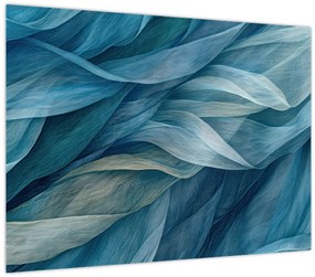 Tablou pe sticlă - Undele albastre și albe (70x50 cm)