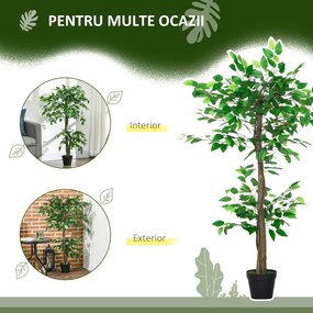 Outsunny Plantă Artificială Arbore de Ceai cu 546 de Frunze Realistice și Ghiveci de Ciment 120 cm Verde | Aosom Romania