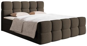 Pat matrimonial continental 140 cm Cirsten 140C (cu somieră și saltea) (cu sp. depozitare) (Bej). 1100161