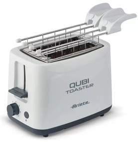 Prajitor de paine Ariete QUBI 0157/00, 760W, 2 felii, Buton de oprire, 7 trepte, Tava firimituri detasabila, Alb