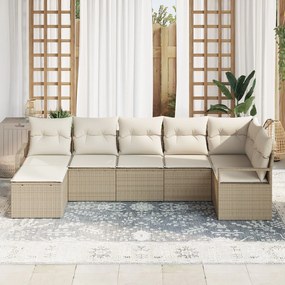 vidaXL Set de canapele pentru grădină 7 pcs Bej Rattan poli