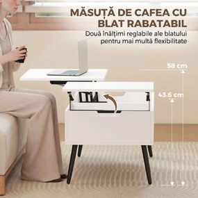 HOMCOM lemn măsuță ridicabilă transformabilă cu spațiu de depozitare | Aosom Romania