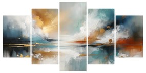 Tablou 5-piese peisaj abstract cu lac
