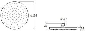 Coloana dus cu baterie si termostat Roca Deck, cap dus O25 cm