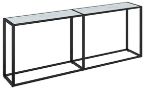 331688 vidaXL Masă consolă, alb marmură, 200x35x75,5 cm, sticlă securizată