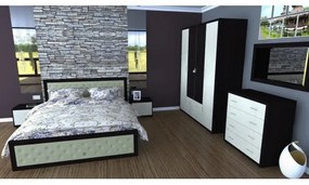 Dormitor Torino cu pat pentru saltea 140x200 cm, Wenge / Brad