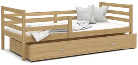 Expedo Pat din lemn pentru copii RACEK P1 + saltea + somieră GRATIS, lemn masiv, 190x80, pin