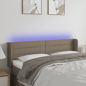 3123378 vidaXL Tăblie de pat cu LED, gri taupe, 147x16x78/88 cm, textil