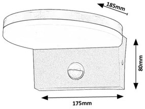 Aplică LED de exterior cu senzor Rabalux 77120 BATIDA LED/9W/230V IP54 alb