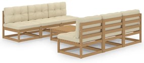 vidaXL Set mobilier de grădină cu perne, 7 piese, lemn masiv de pin