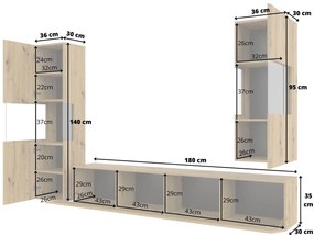 Mobilier living Avernic Typ 10 (negru + Stejar artisan). 1042057