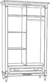 Dulap lemn masiv crem Provence -Natur, 123 × 64 × 210 cm