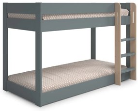 Pat pentru copii verde prăfuit supraetajat cu somieră 90x190 cm Angel – Marckeric