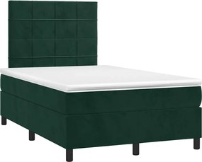 vidaXL Pat box spring cu saltea, verde închis, 120x190 cm, catifea