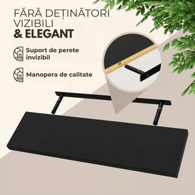 Poliță de perete FIGO + consolă, 90cm, negru Casaria