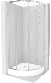 Cabina de duș Mexen Rio semi-rotundă 90 x 90 cm, transparent, crom + cada Rio, alb - 863-090-090-01-00-4710